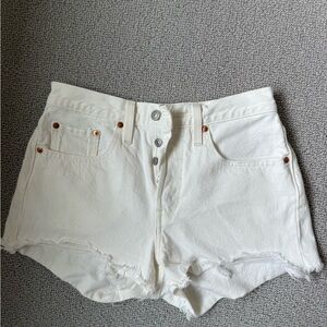 Levi's White Button-Fly Denim Cutoff Shorts